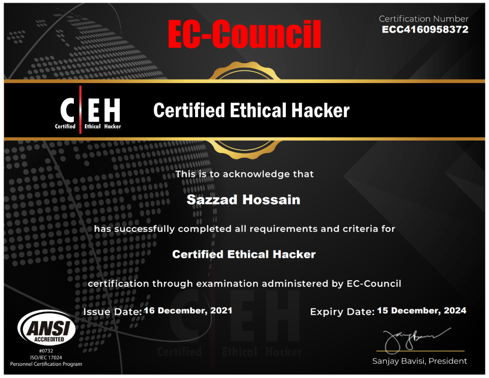 CEH Certificate